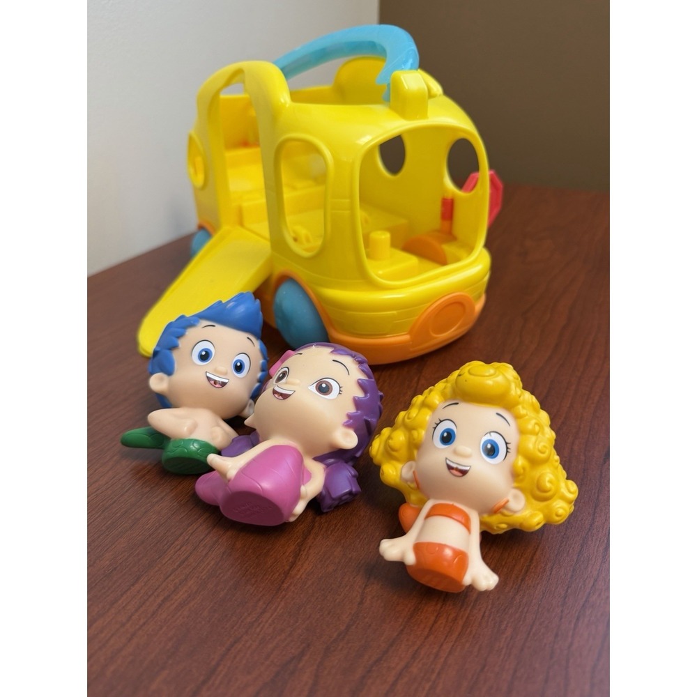 Bubble Guppies School Bus Playset + Gil Molly Deema Figures Nickelodeon